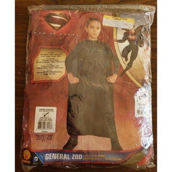 Man Of Steel General Zod Childs Costume & Mask Deluxe Halloween Cosplay LG NWT - Picture 5 of 7